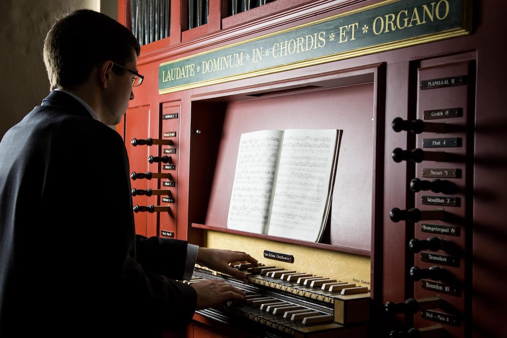 David Thomas playing the organ